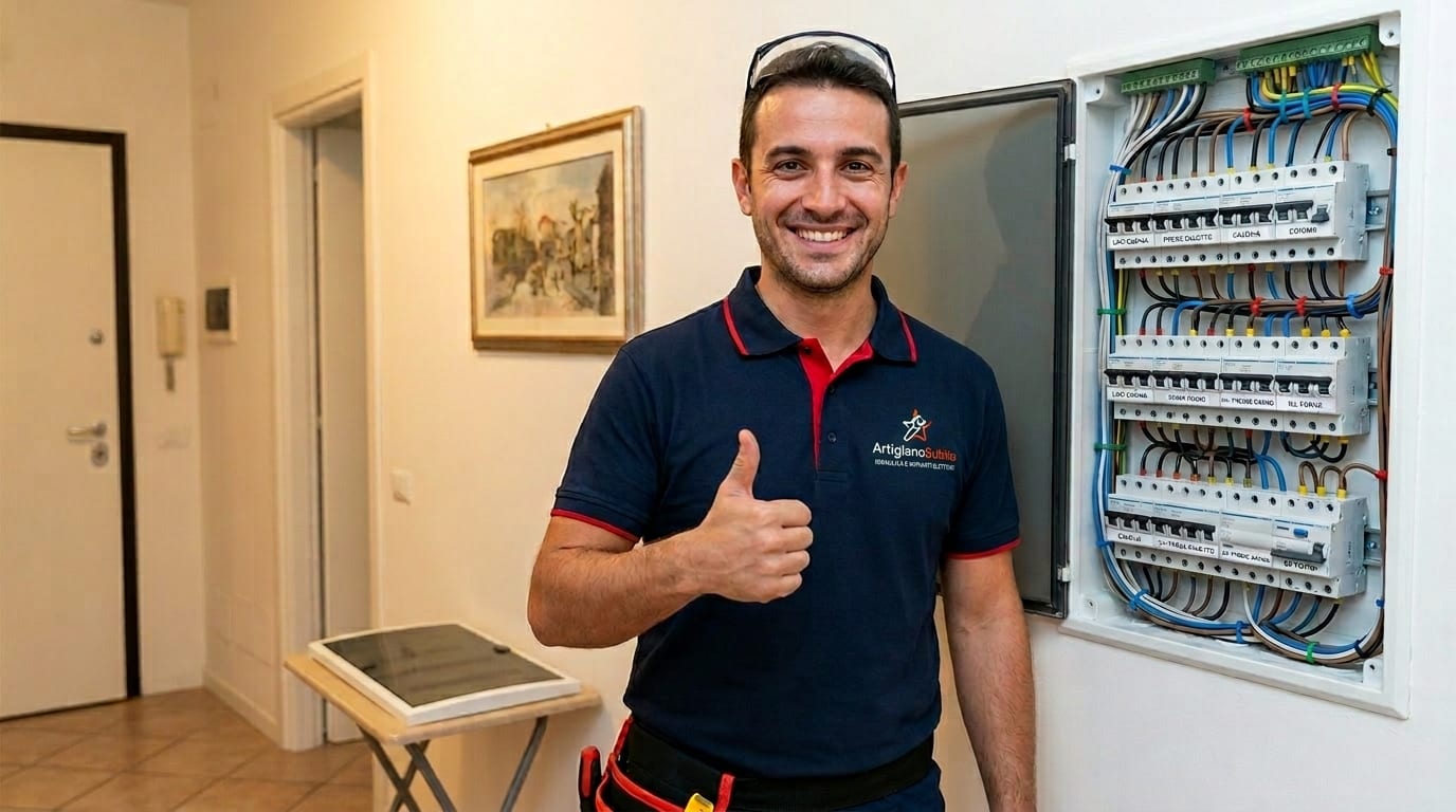 Elettricista ArtigianoSubito davanti a un quadro elettrico